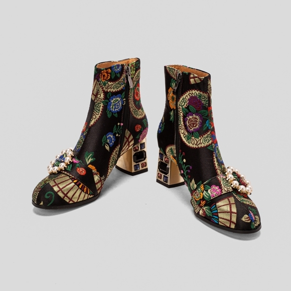 High Heel Boots For Women, Suitable For Cheongsam, With Pearl, Satin - Picture 14 of 15